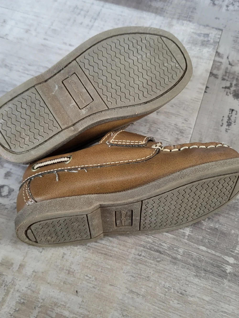 Eddie Bauer Toddler Boy Velcro Boat Dress Shoes Brown Farmer Old Money Church